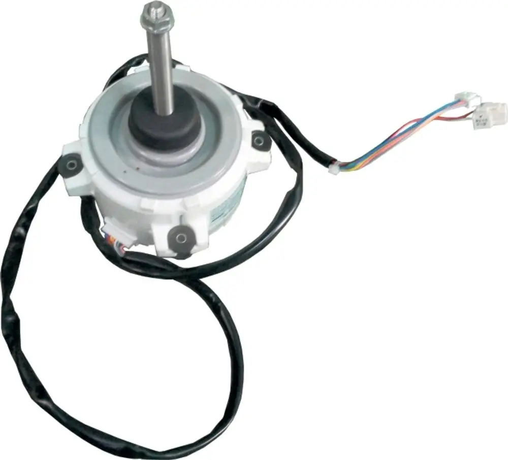 Wolf Ventilatormotor mit geradem Anschluss, sichtbarem Rotor und mehreren elektrischen Kabeln für die Verbindung.